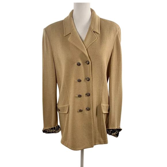 ST. JOHN Collection Old Money SZ 2  Beige Knit Wool Cardigan - Picture 1 of 11